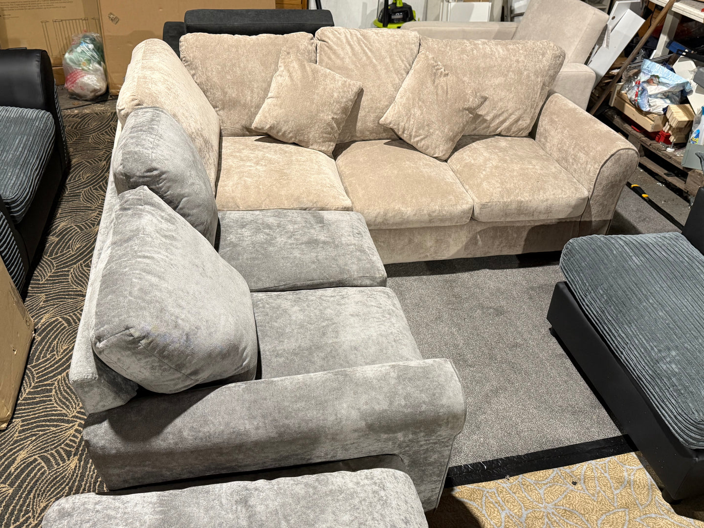 Taylor Fabric Corner Sofa - Mink/Grey Mixed Colour