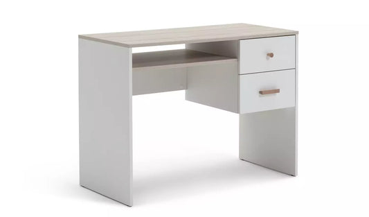 Habitat Melby 2 Drawers Desk - White and Acacia