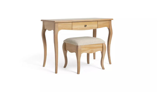 Assembled Habitat Margot 1 Drawer Dressing Table & Stool - Pine