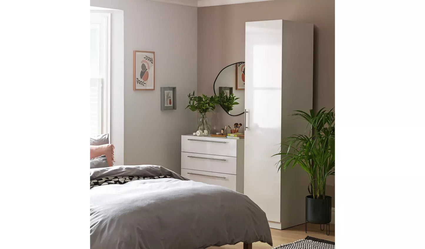 Habitat Munich 1 Door Wardrobe - White Gloss