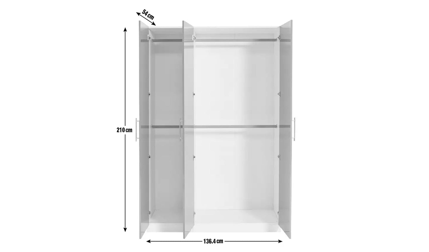 Habitat Munich 3 Door Wardrobe - White Gloss