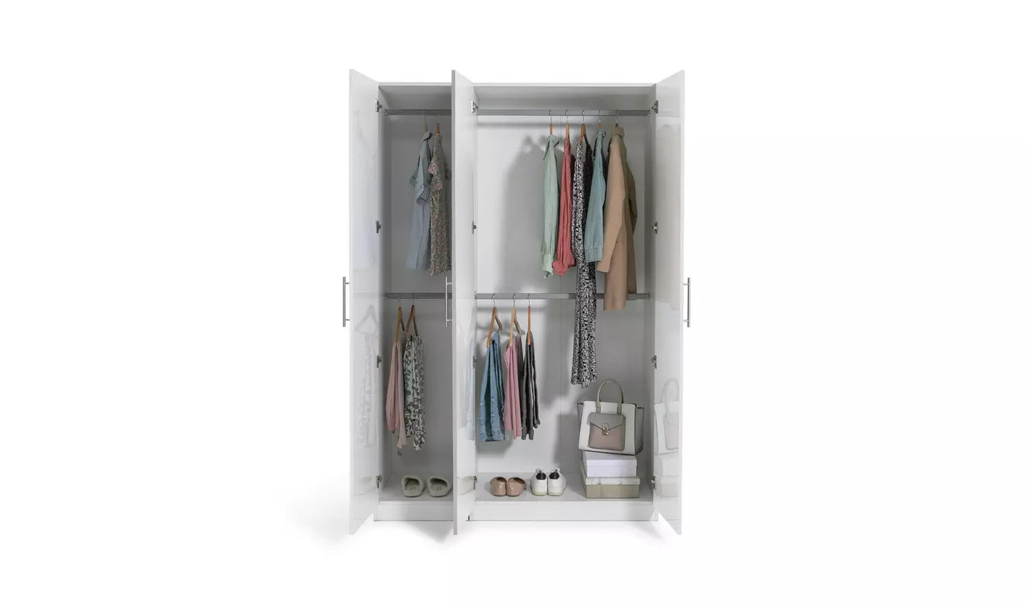 Habitat Munich 3 Door Wardrobe - White Gloss