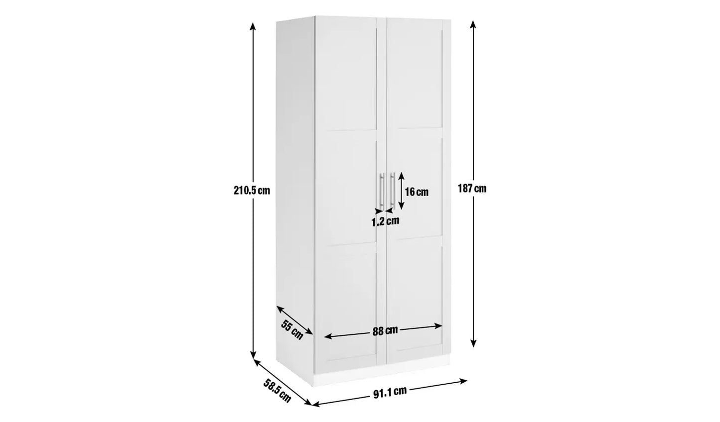 Habitat Munich Panelled 2 Door Wardrobe - Grey