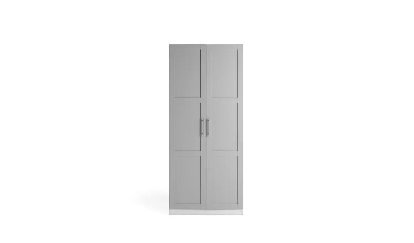 Habitat Munich Panelled 2 Door Wardrobe - Grey