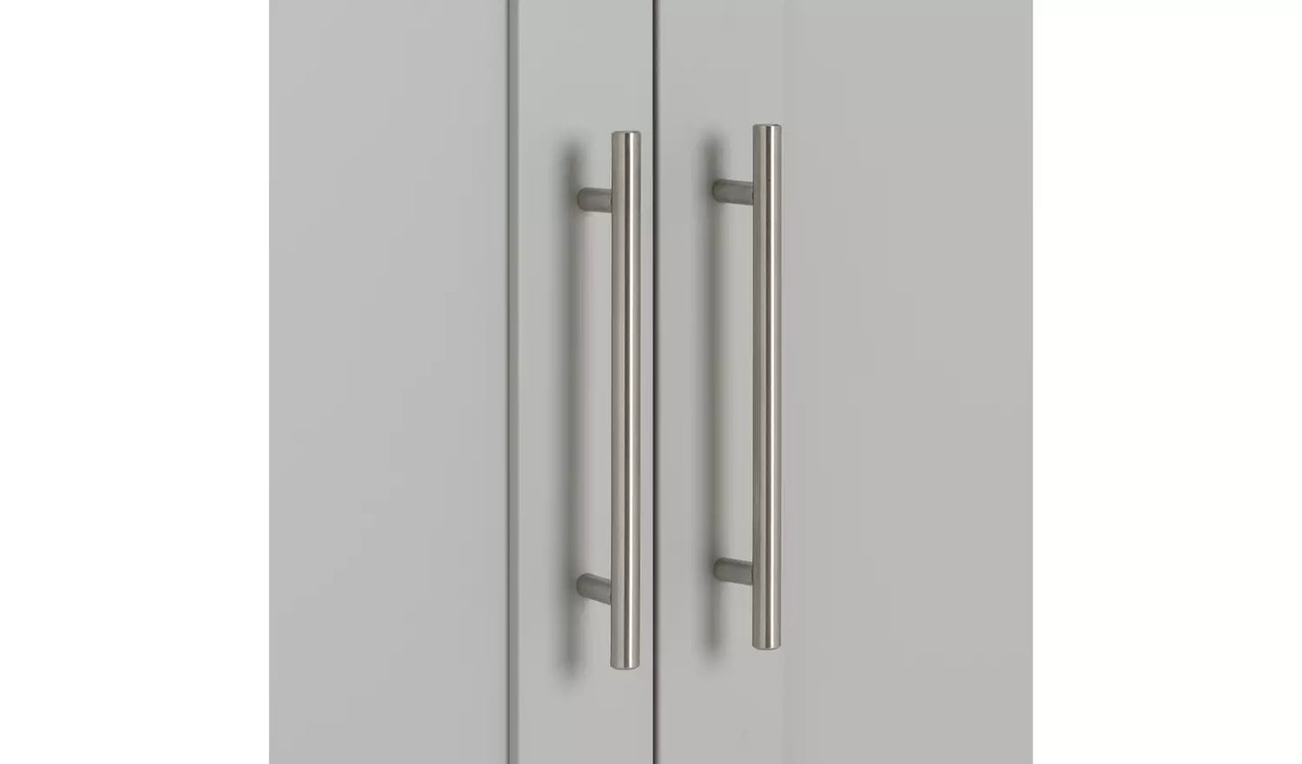 Assembled Habitat Munich Panelled 2 Door Mirrored Wardrobe - Grey