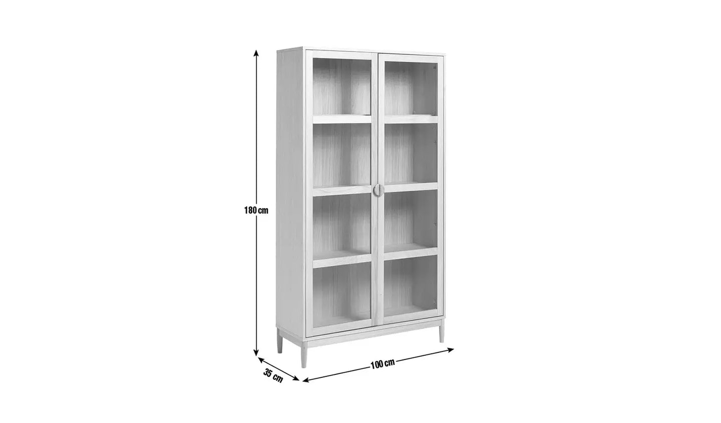 Ready Assembled Habitat Cornelia 2 Door Tall Display Cabinet - Oak