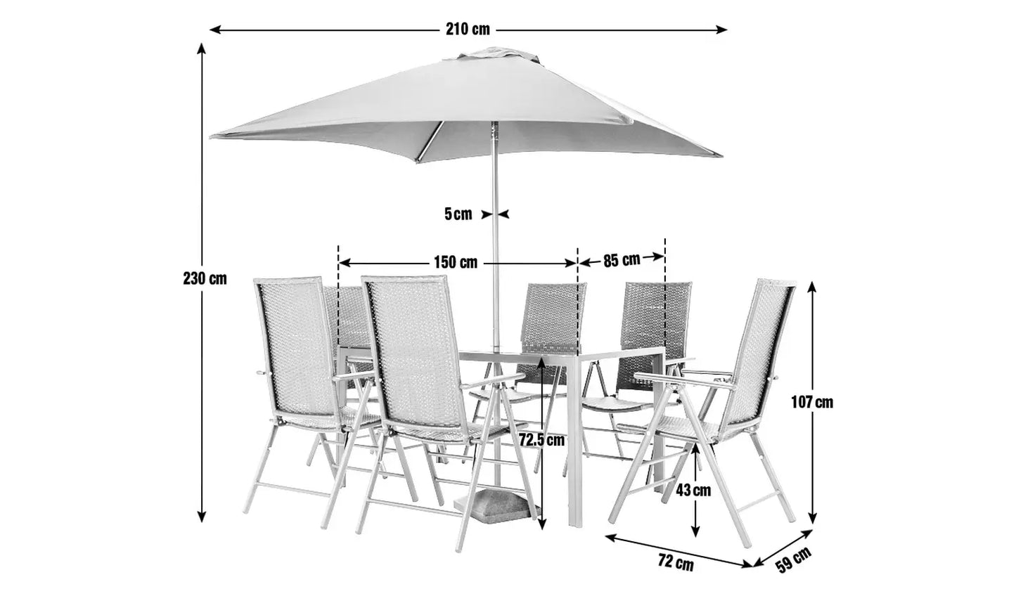 Hereford 6 Seater Metal Table - Black