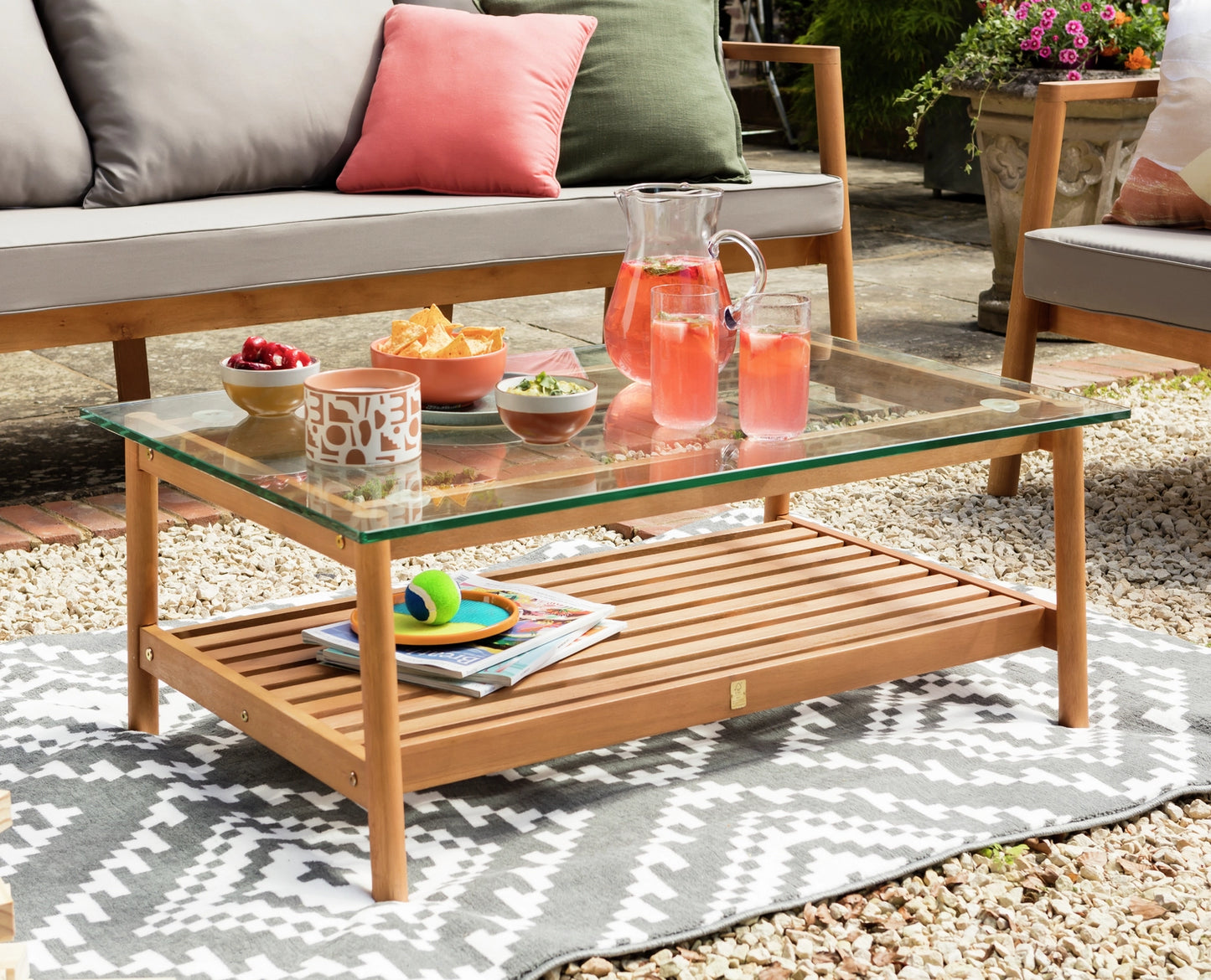 Assembled Habitat Hanson 1 Seater Wooden Chair and Table Set