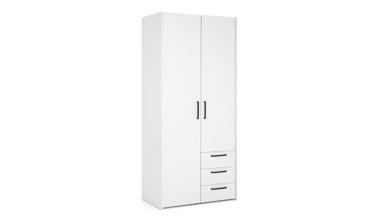 Assembled Habitat Oldham 2 Door 3 Drawer Wardrobe - White