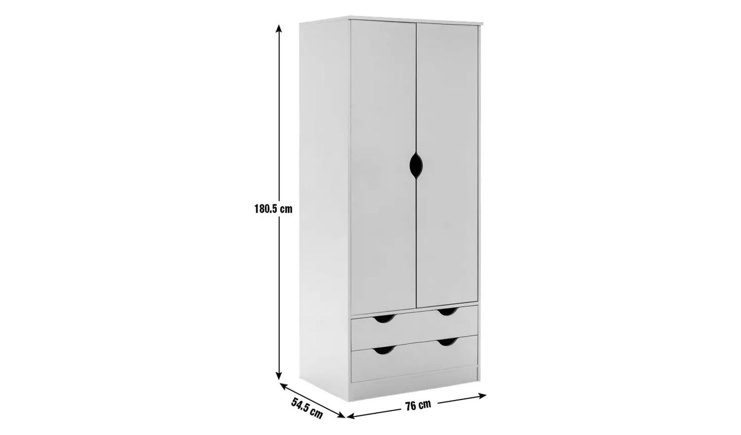 Assembled Habitat Pagnell 2 Door 2 Drawer Wardrobe - Grey