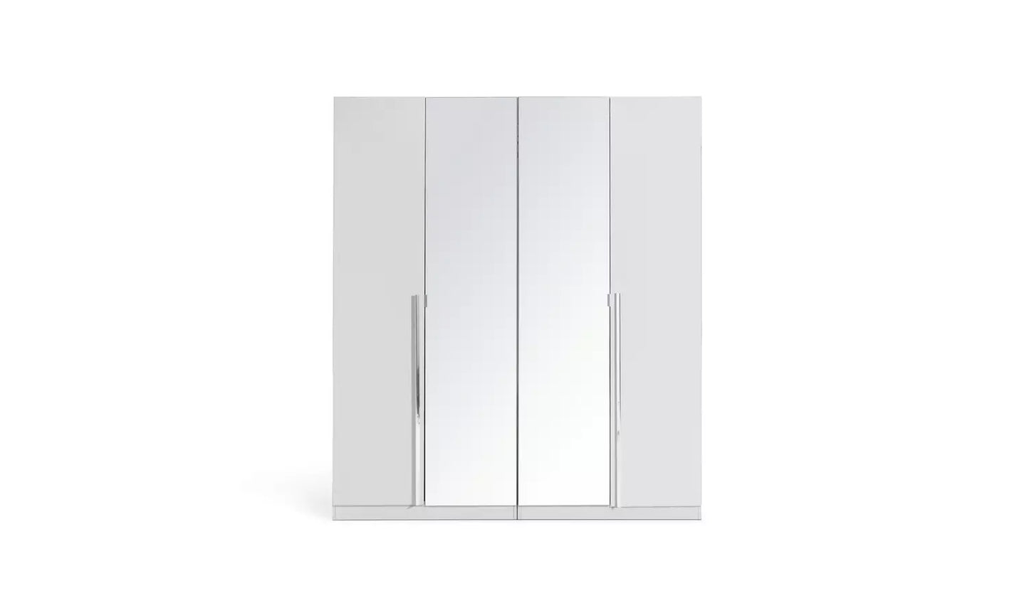 Habitat Munich 4 Door 2 Mirror Wardrobe - White (minor chip)