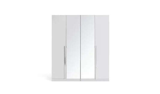 Habitat Munich 4 Door 2 Mirror Wardrobe - White (minor chip)