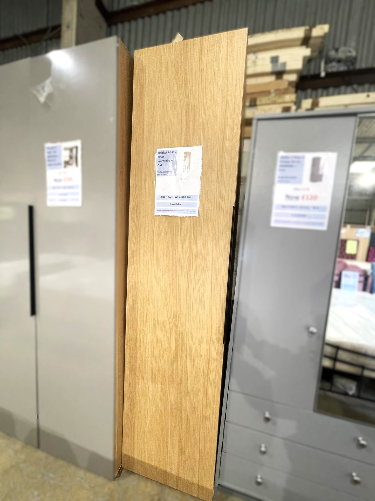 Assembled Atlas 1 Door Wardrobe - Oak