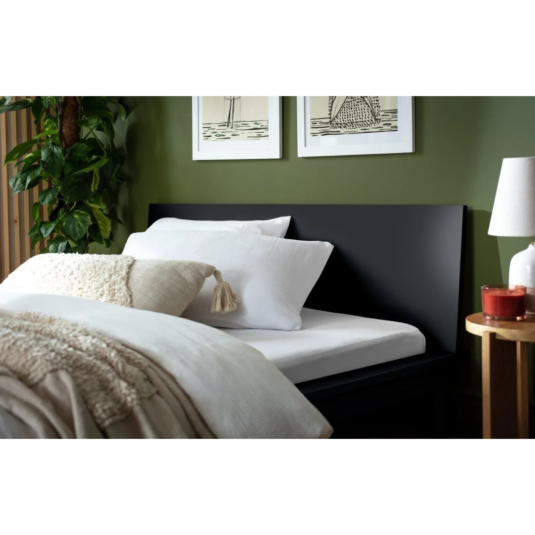 Akio Small Double Wooden Platform Bed Frame - Black