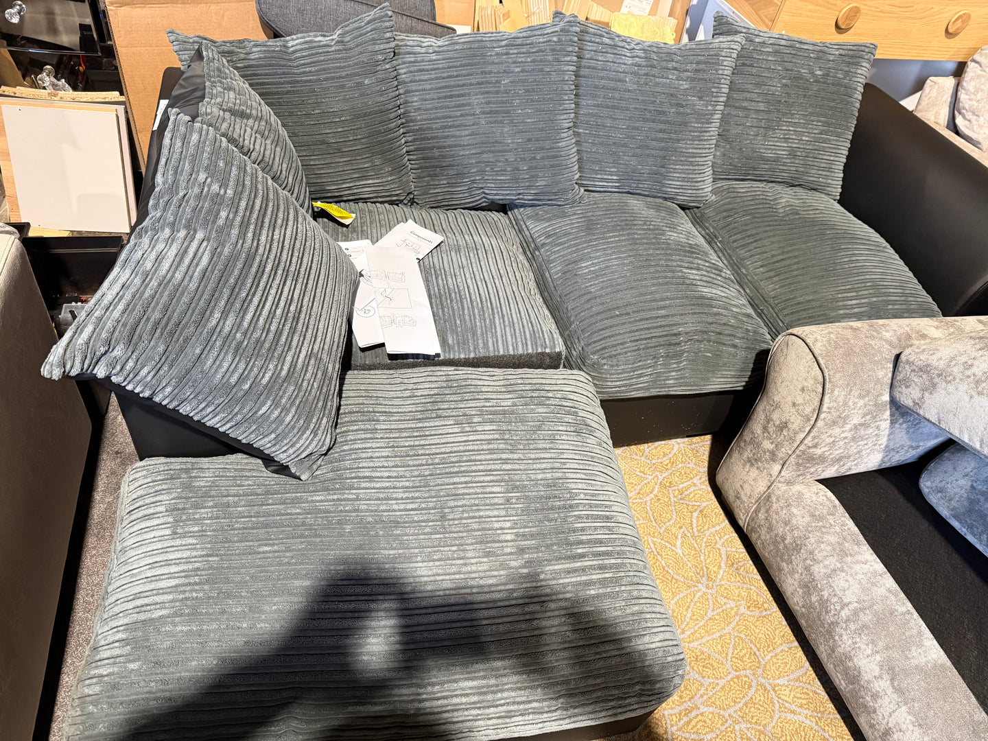 Harry Left Hand Corner Chaise Sofa - Charcoal