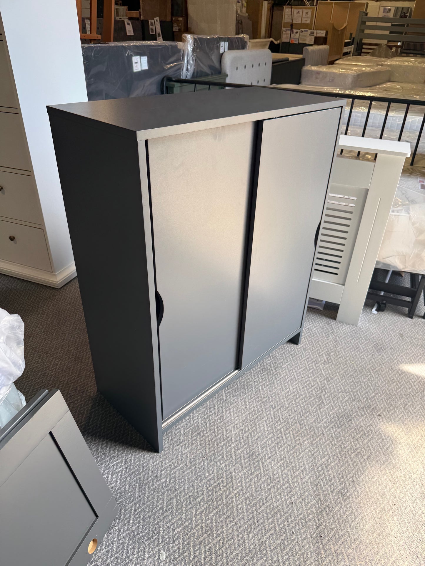 Assembled 2 Door Shoe Storage Cabinet - Grey
