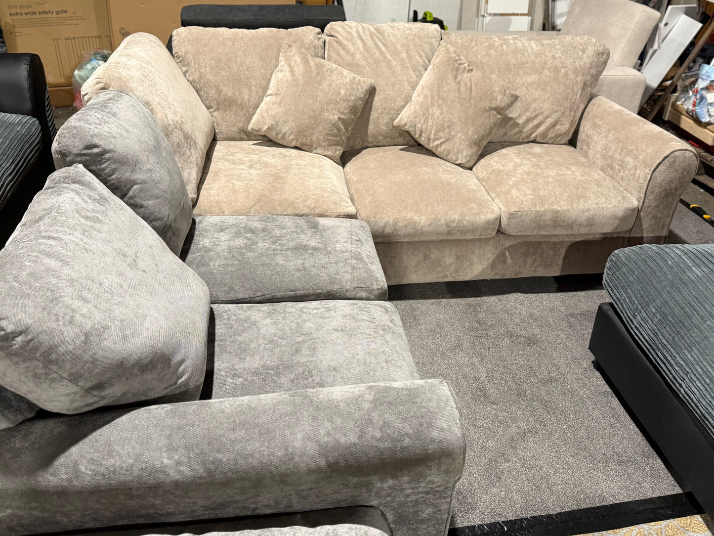 Taylor Fabric Corner Sofa - Mink/Grey Mixed Colour