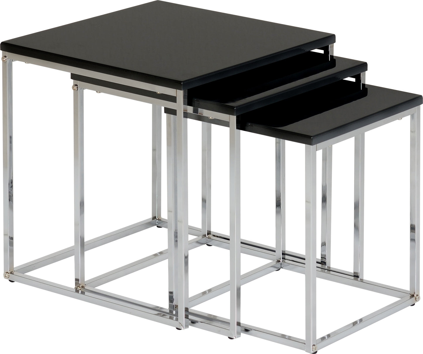 Nest Of Tables - Black Gloss/Chrome