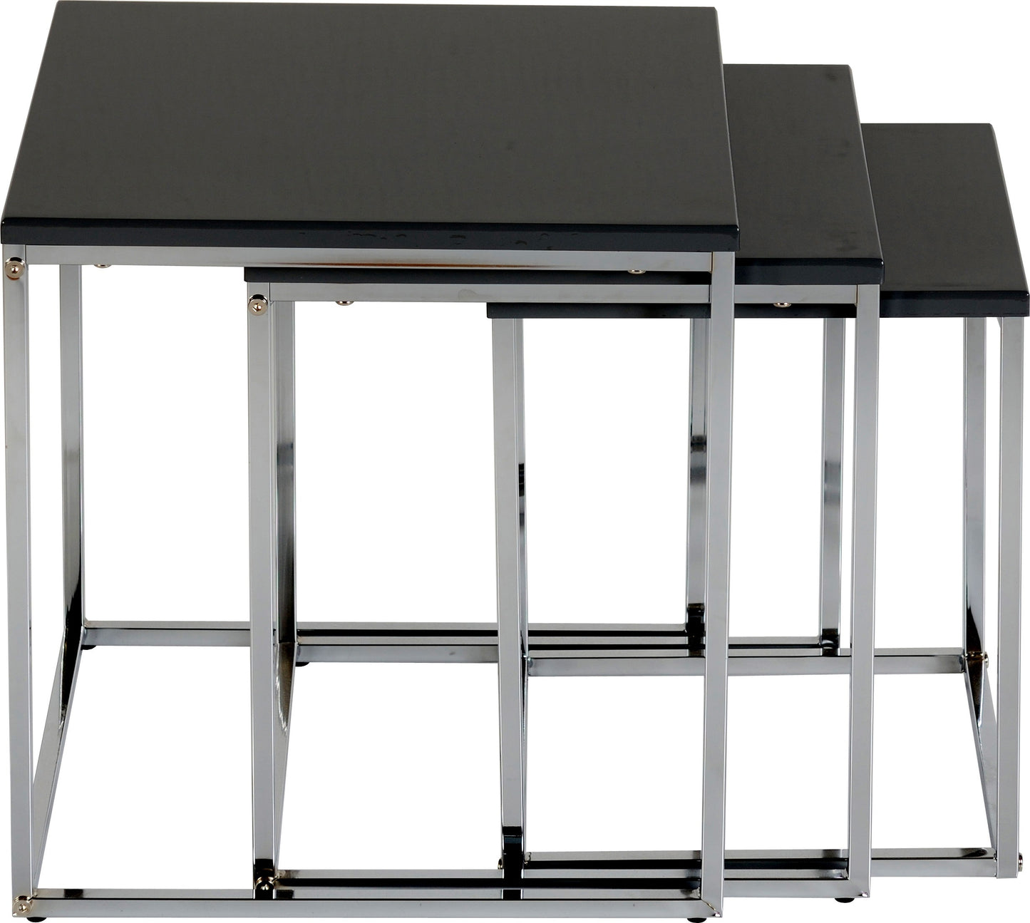 Nest Of Tables - Black Gloss/Chrome