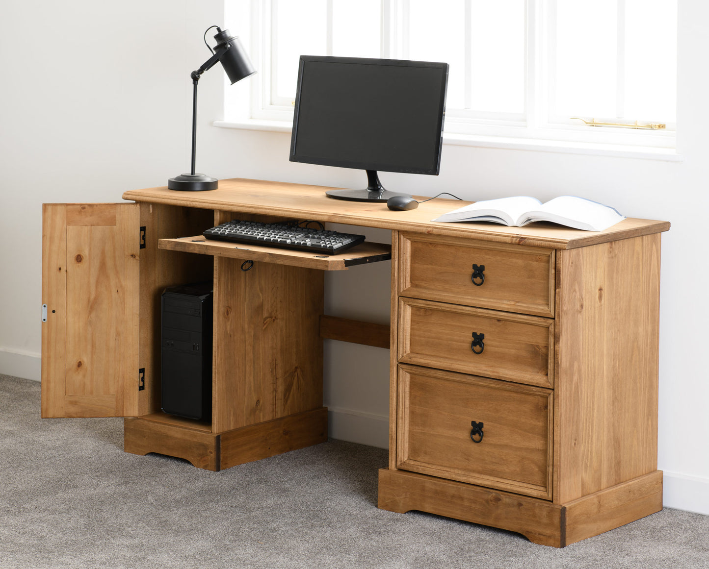 Computer Desk - Distressed Waxed Pine