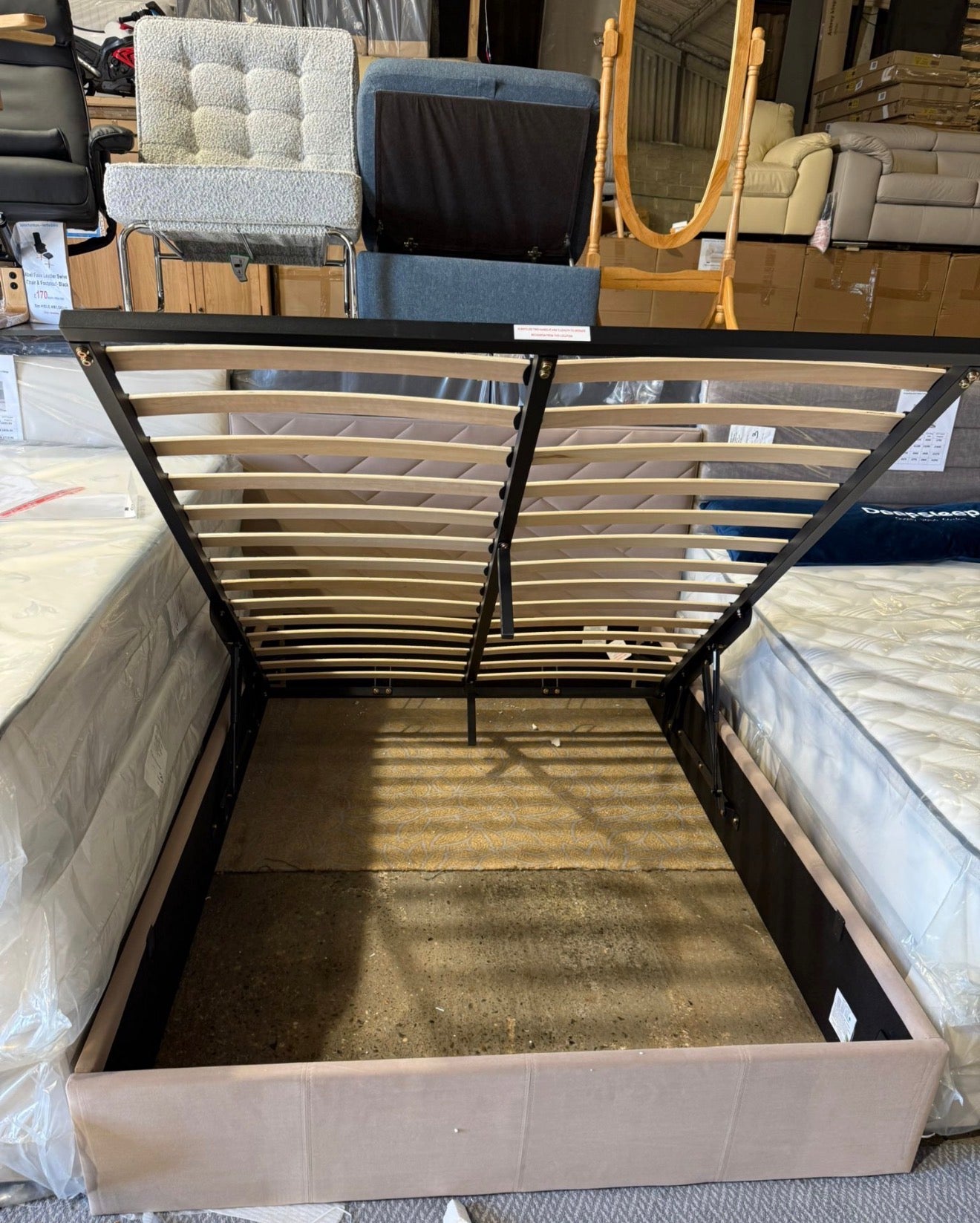 Assembled Luca Double End Lift Ottoman Bed - Latte