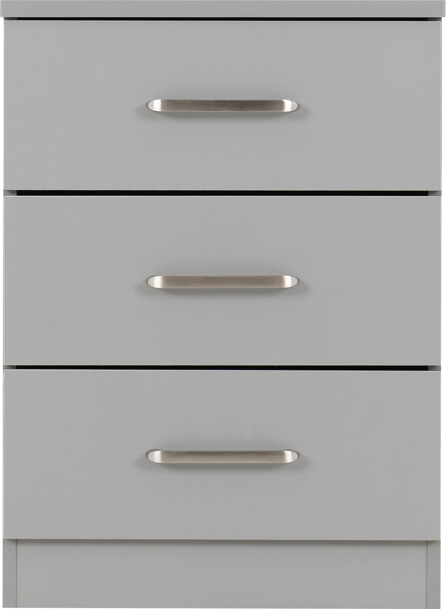 New 3 Drawer Bedside Table - Light Grey