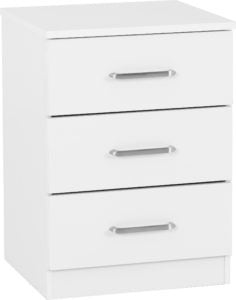 New 3 Drawer Bedside Table - White