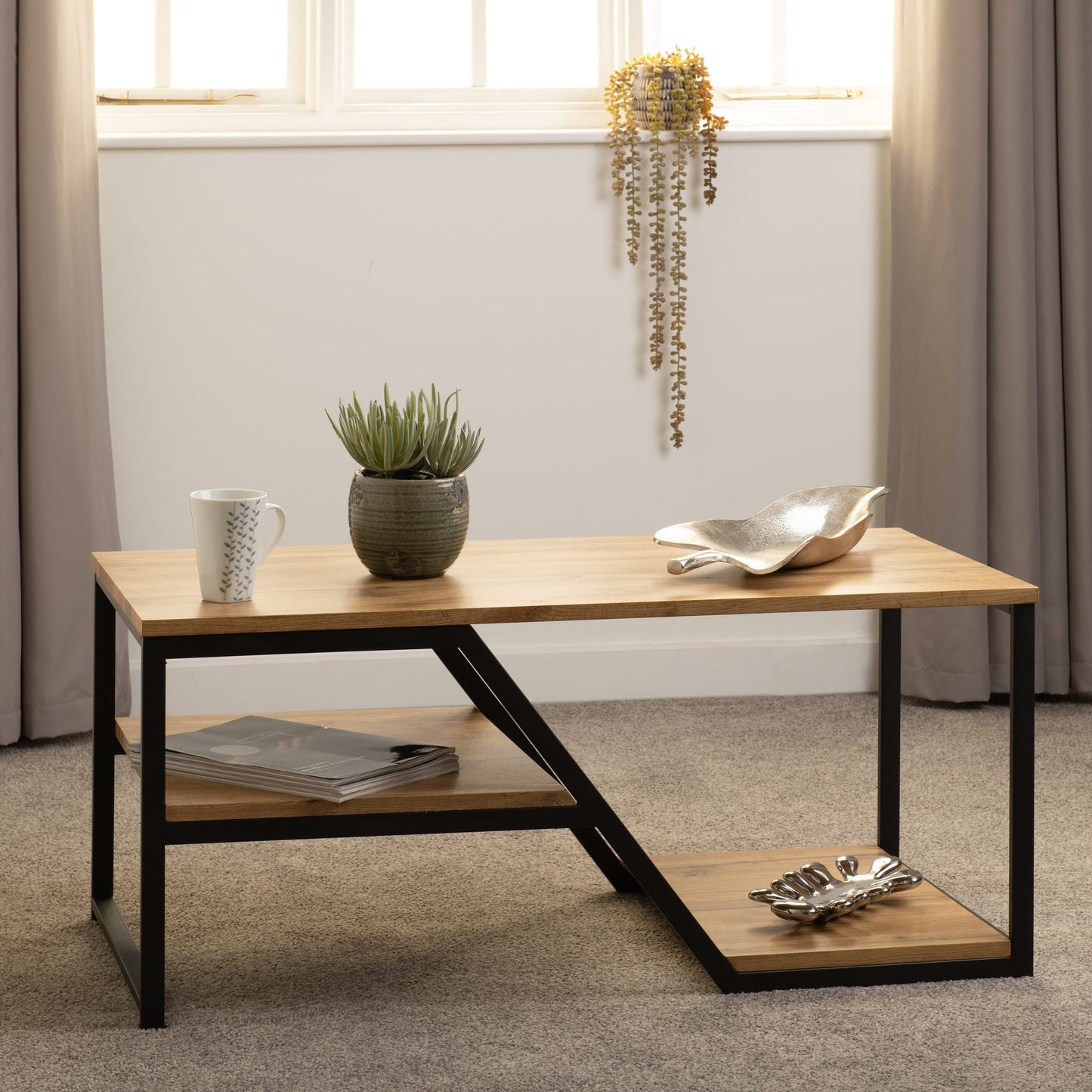 Coffee Table - Light Oak Effect/Black