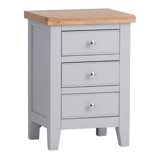 Assembled 3 Drawer Bedside Cabinet - Grey