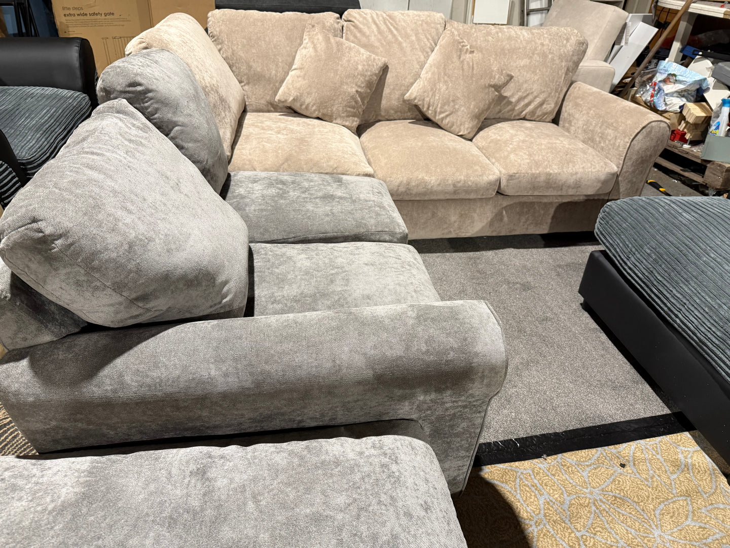 Taylor Fabric Corner Sofa - Mink/Grey Mixed Colour