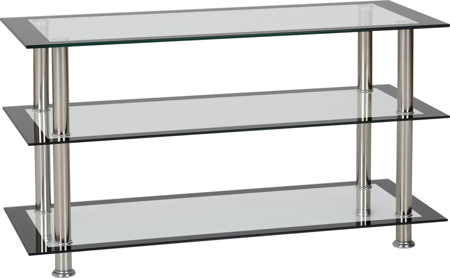 TV Unit Clear Glass - Black Border/Silver