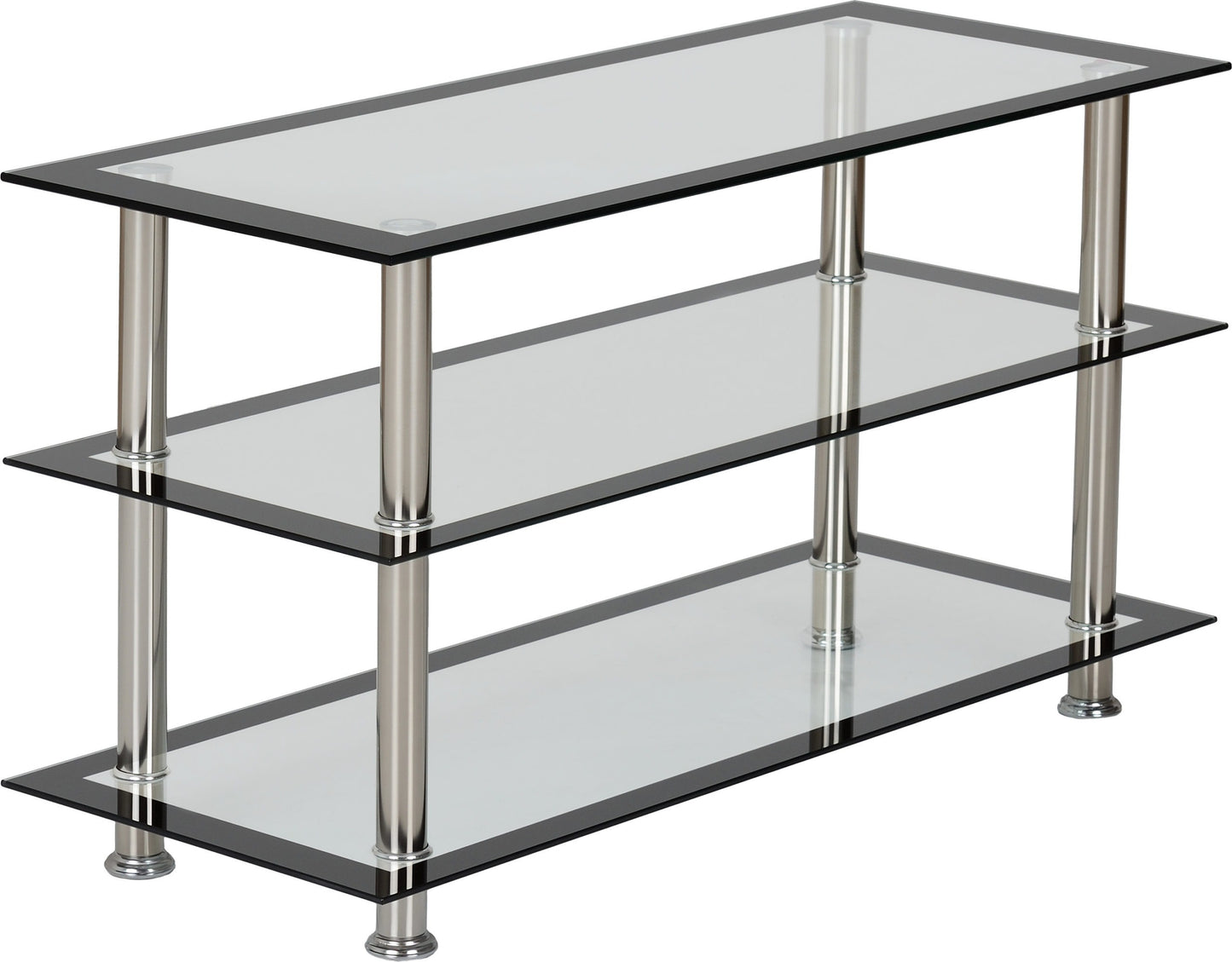 TV Unit Clear Glass - Black Border/Silver