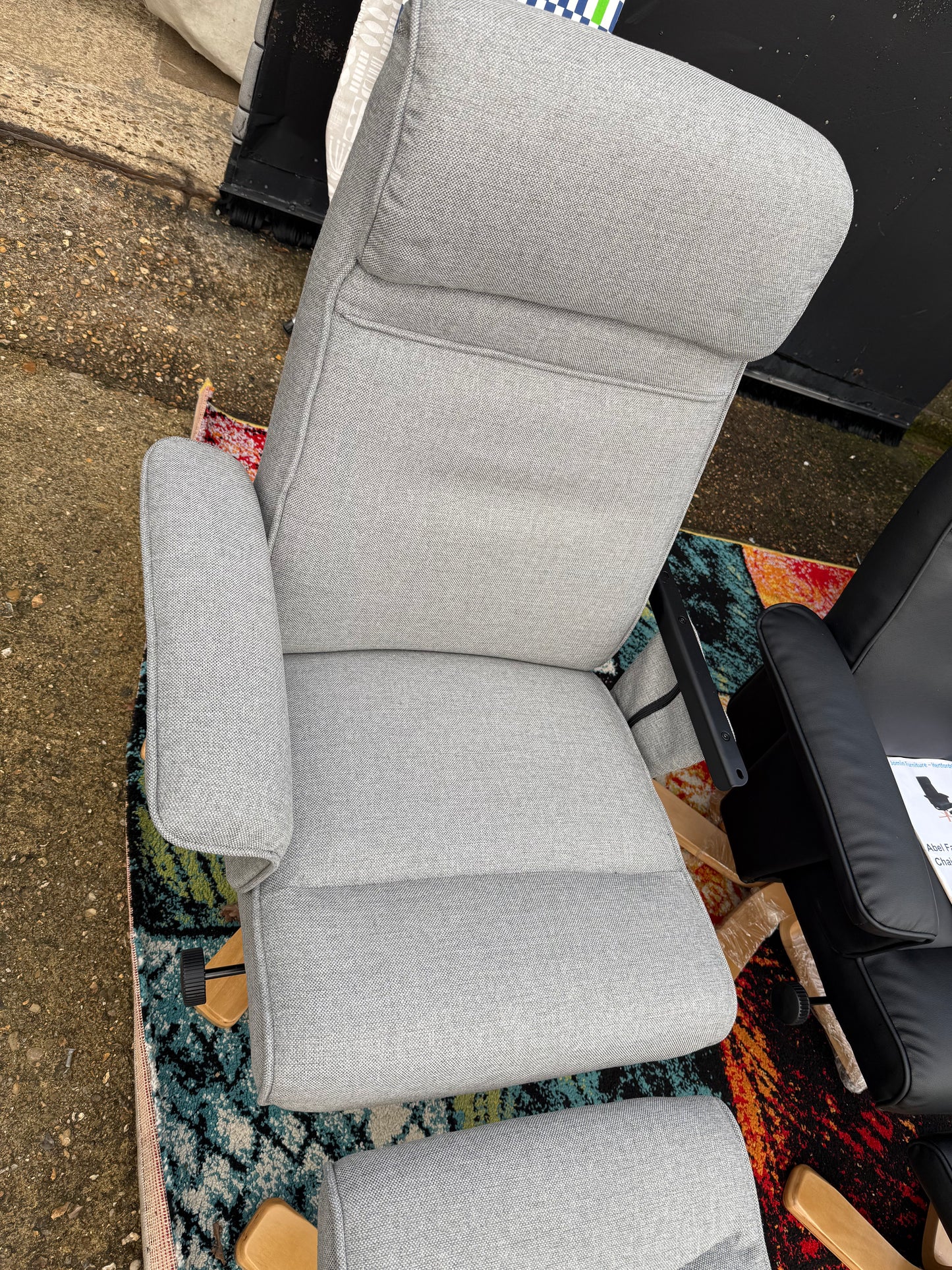 Abel Fabric Swivel Chair & Footstool - Grey ( Missing Arms) see pictures