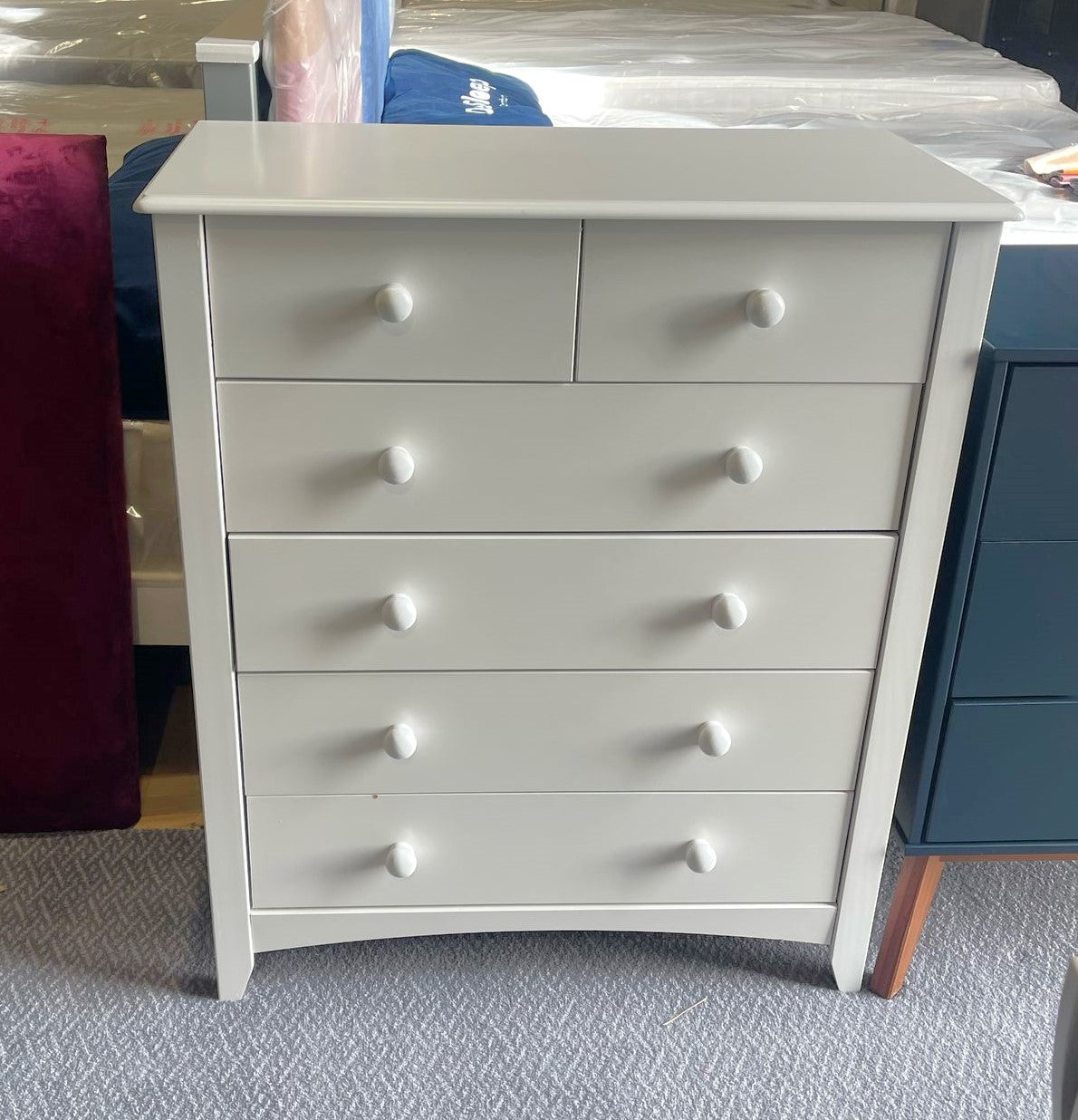 Assembled Slim 6 Drawer Chest - White