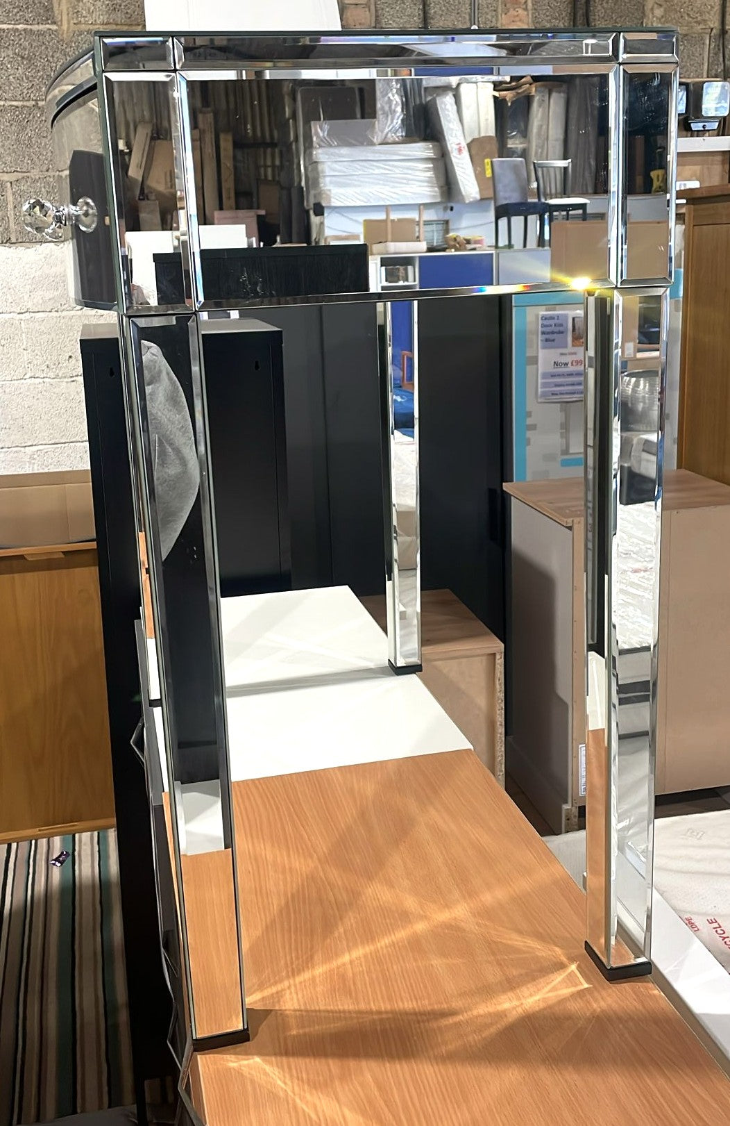 Assembled Canzano Mirrored 2 Drawer Dressing Table