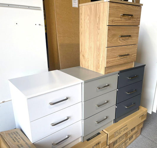 Assembled New 3 Drawer Bedside Tables - Each