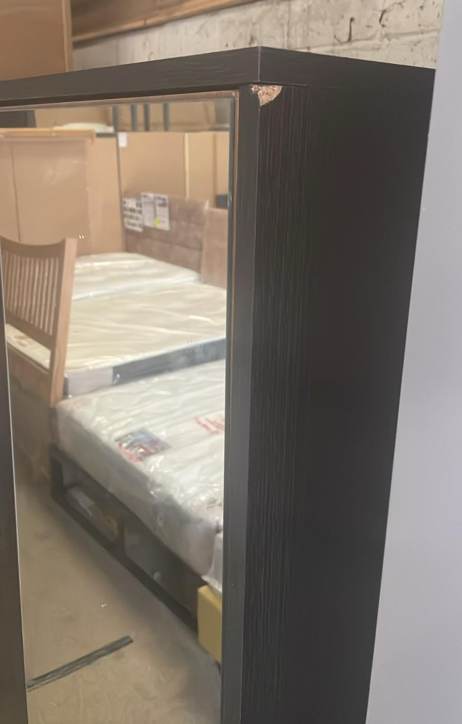 (Damage) Assembled Malibu 2 Door 3 Drawer Mirror Wardrobe - Black Oak Effect