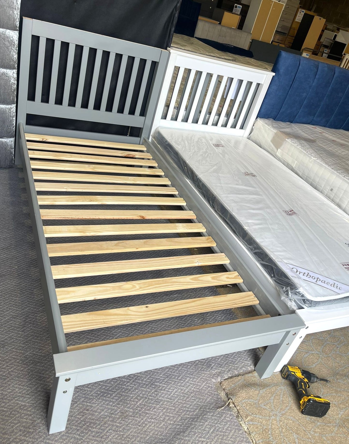 Assembled Single Wooden Bed Frame - White