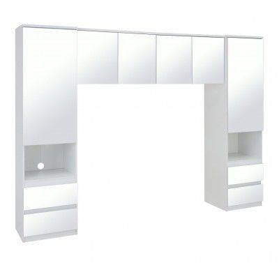Assembled Habitat Jenson Overbed Mirrored Storage Unit - White Gloss