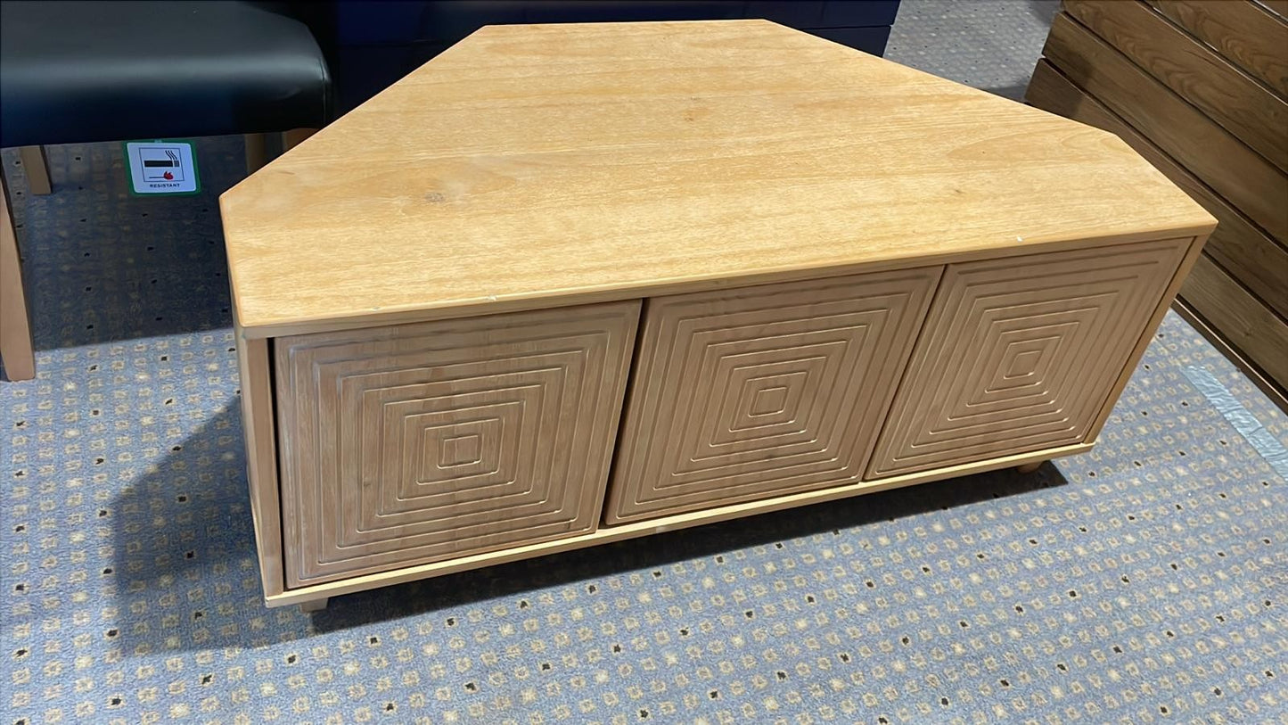 Assembled Habitat Grooved Storage 3 Door Corner TV Unit - Light Wood