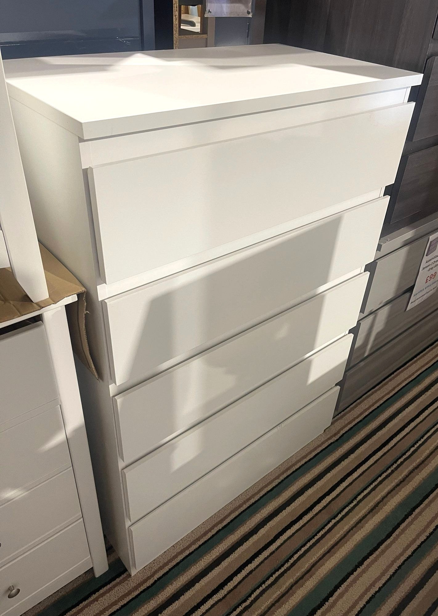 Assembled Jenson 5 Drawer Chest - Matte White