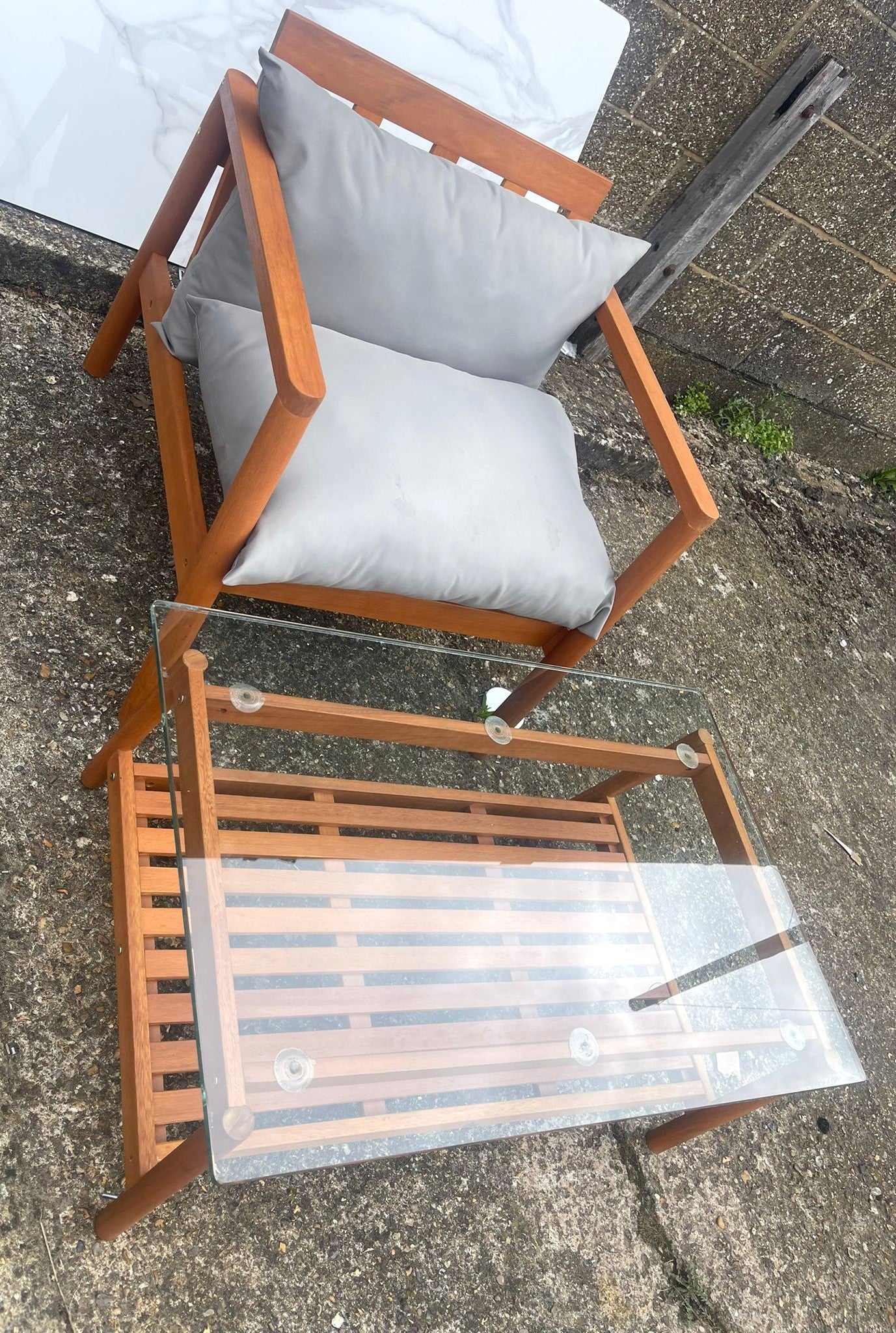 Assembled Habitat Hanson 1 Seater Wooden Chair and Table Set