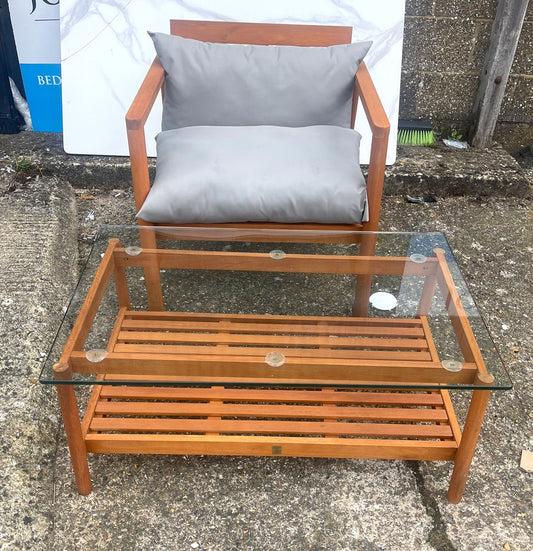 Assembled Habitat Hanson 1 Seater Wooden Chair and Table Set
