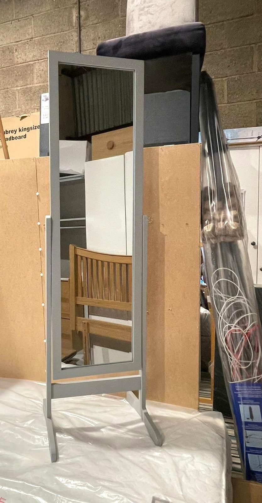 Grey Free Standing Cheval Mirror - 146x41cm