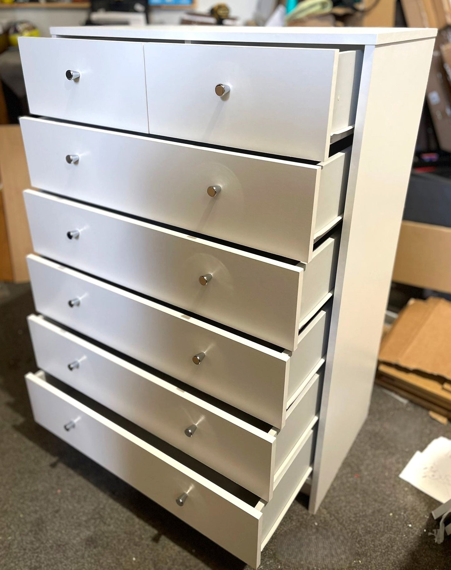 Assembled Malibu 7 Drawer Chest - White