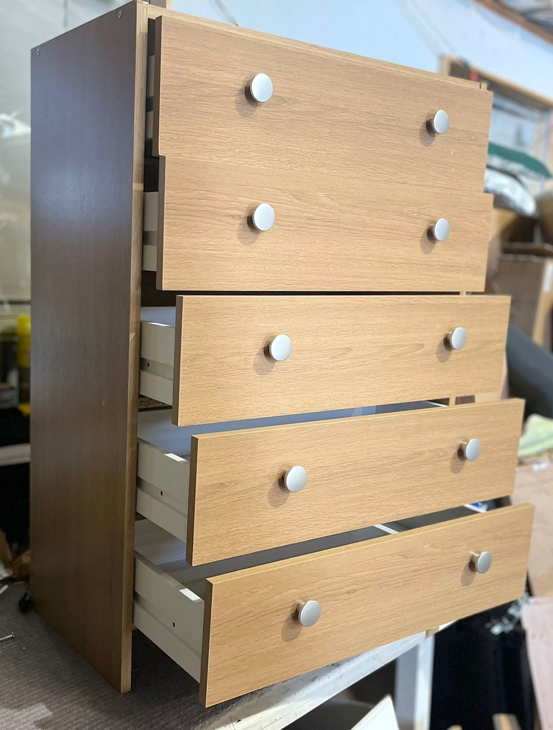 Assembled Seville 5 Drawer Chest - Oak Effect