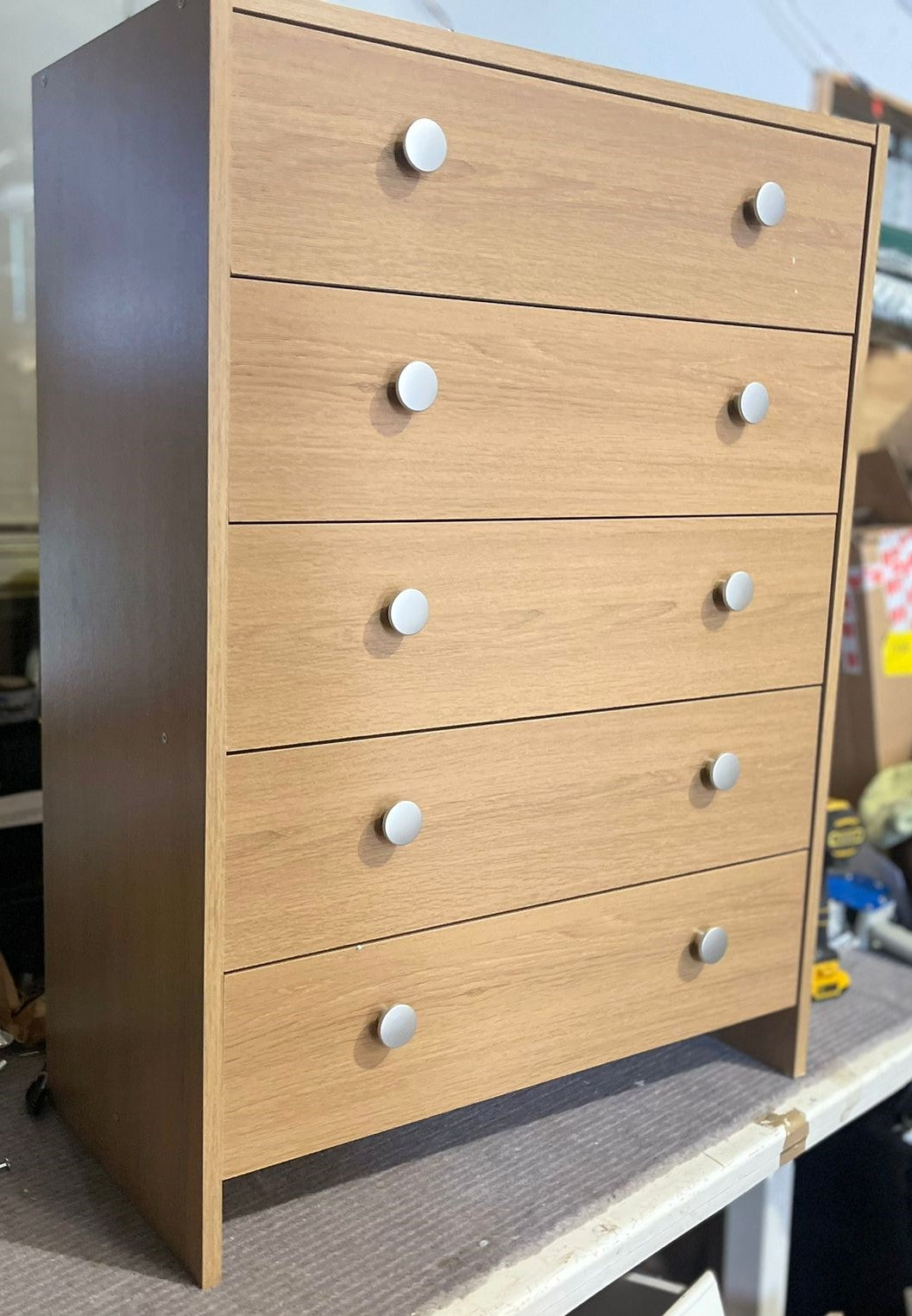 Assembled Seville 5 Drawer Chest - Oak Effect