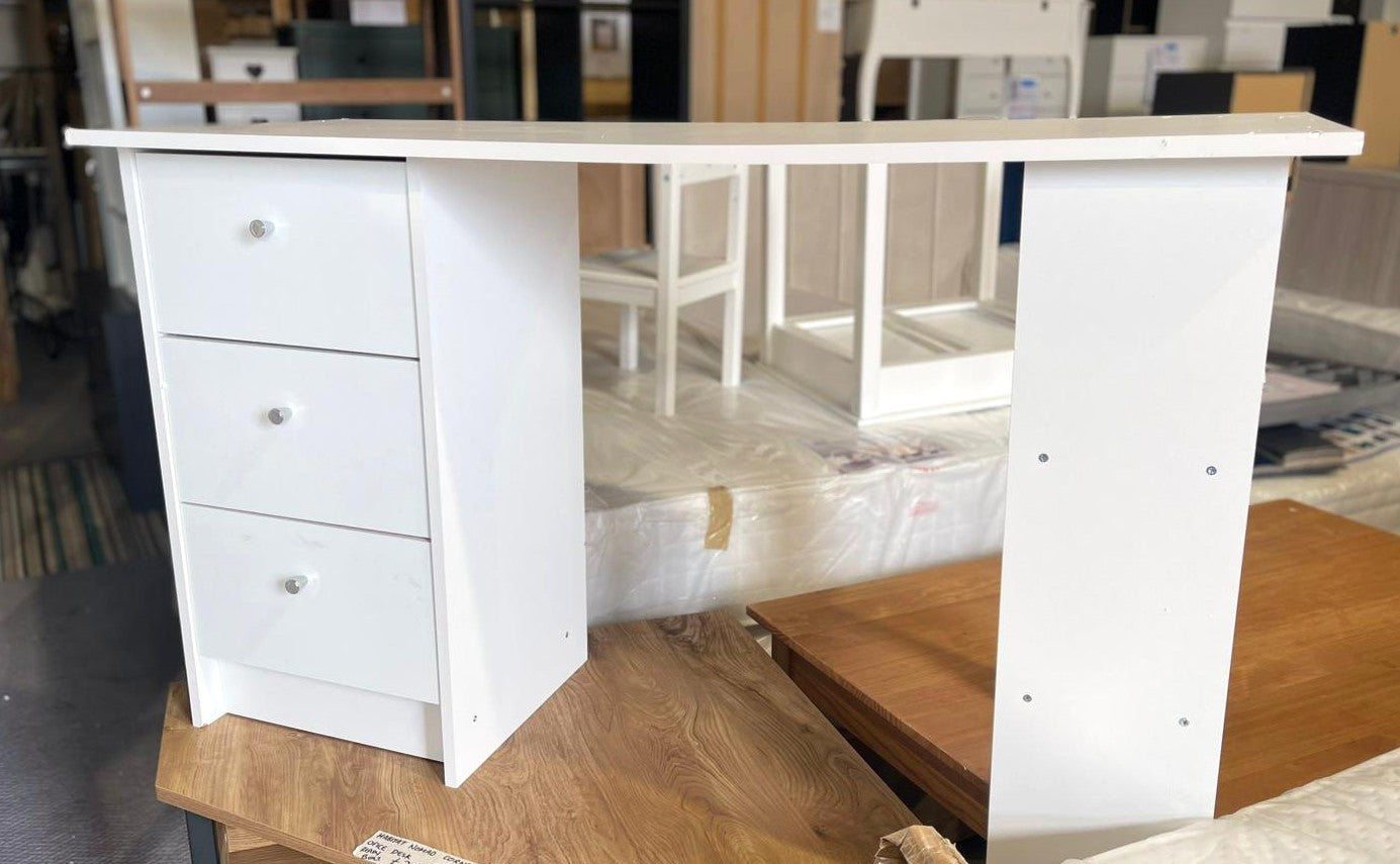 Assembled Malibu 3 Drawer Office Desk - White