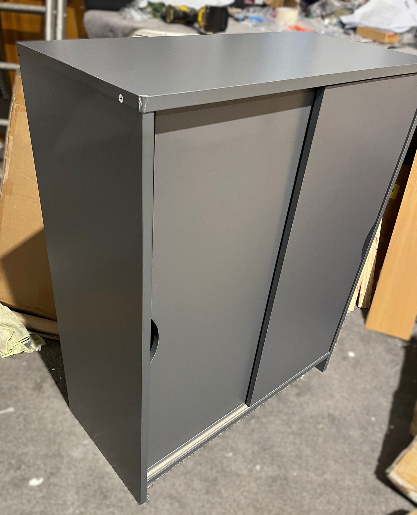 Assembled Chloe 2 Door Shoe Storage Cabinet - Grey