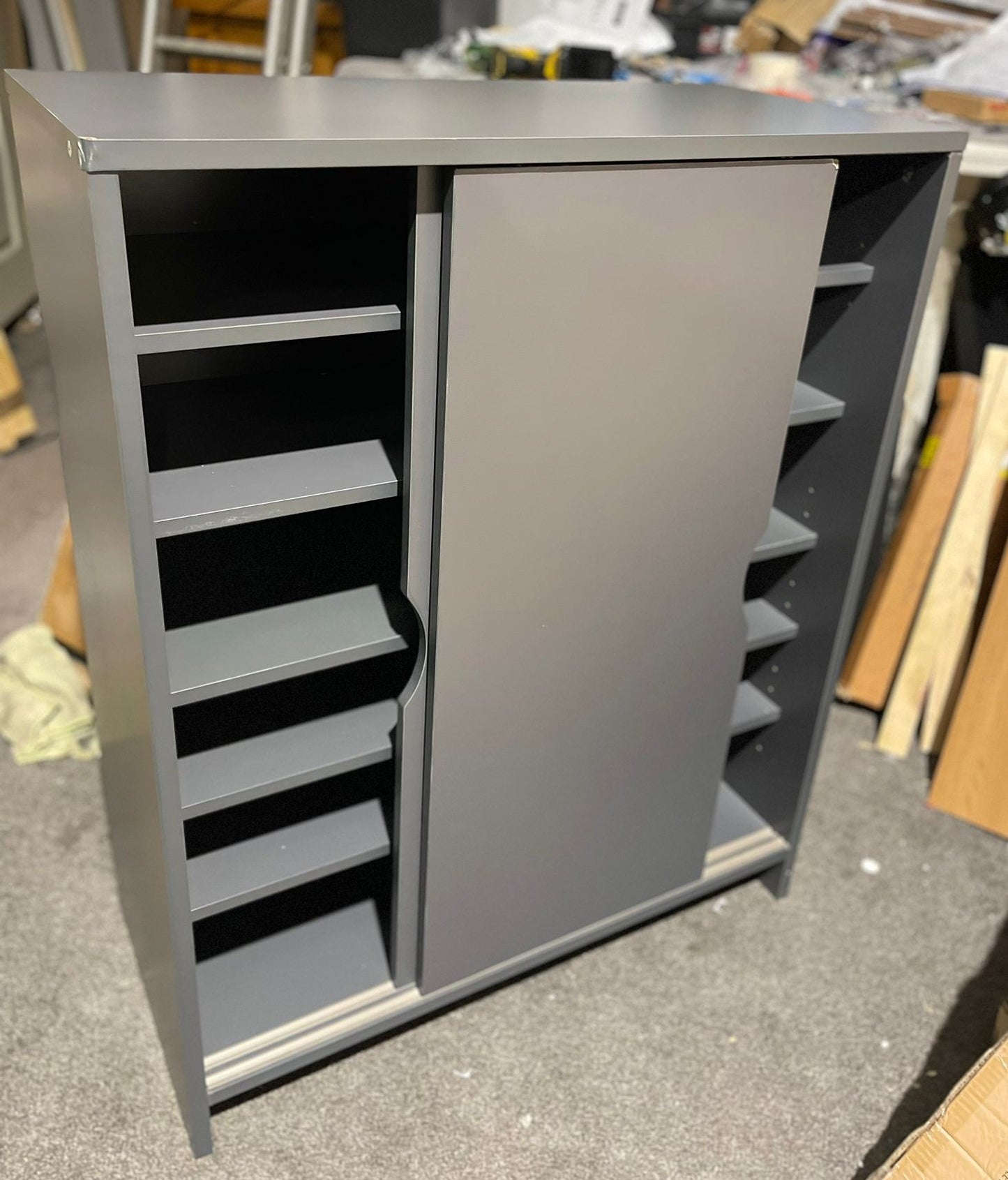 Assembled Chloe 2 Door Shoe Storage Cabinet - Grey